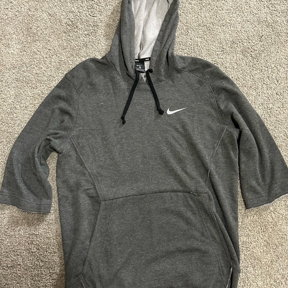 Nike Gray 3/4 Sleeve Hoodie with Logo